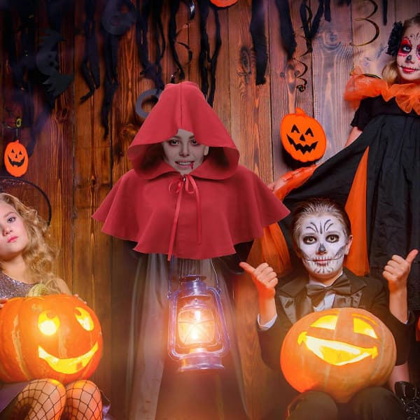 Röd medeltida huva hatt Halloween häxa tillbehör för dekoration