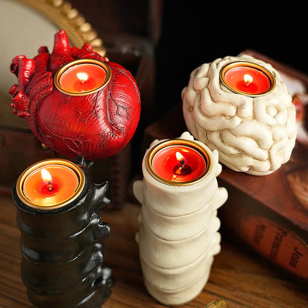 Halloween Lysestake Dekor Hjerte Lysestake Skjelett A3