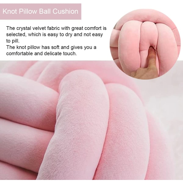 Knot Kudde Ball Rund Kudde, Dekoration Knoted Kastkudde Pink Medium(11 Inches)