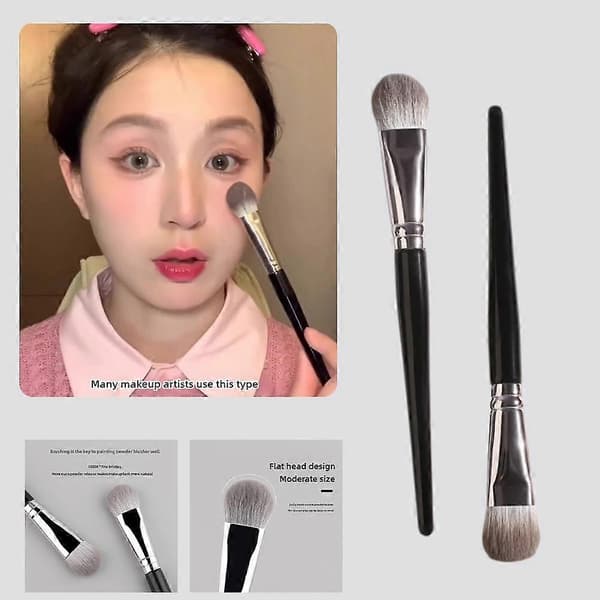 Hjerte-highlighterbørste, under-øye rouge-børste, ansiktsmakeupbørste Blå S