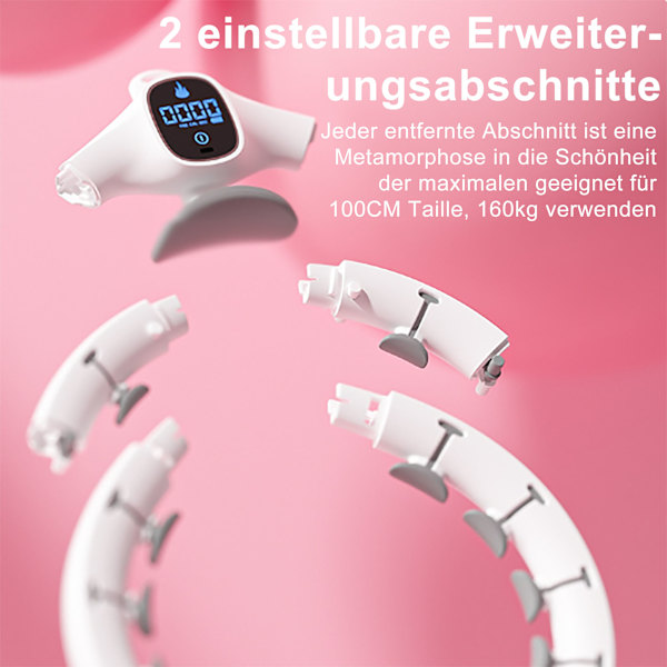 Smart Vægtede Hula Hoop til Voksne, Aftagelig Fitness Ring med 360 Graders Automatisk Spindende Boldmassage, Smart Ring Hula Hoops til Voksne, Fitness