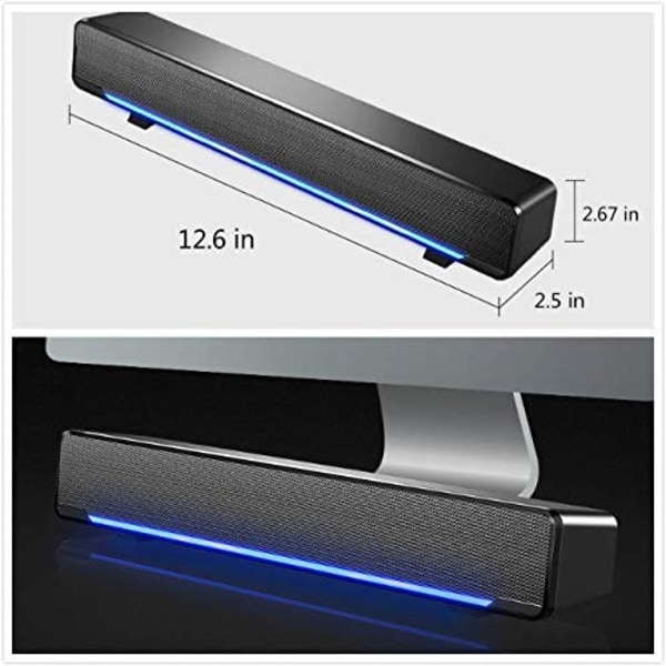 USB-drevne Soundbar-højttalere til computer, bærbare computere, sort (USB)