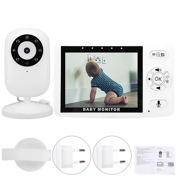 3,5 tommer Trådløs Babyalarm Nattesyn 2-vejs Audio Intercom Temperatursensor 100-240V(EU)