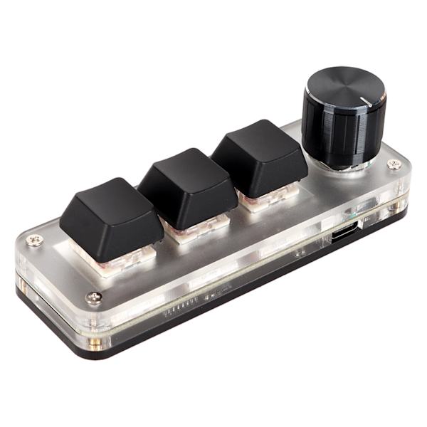Rød bryter makro-tastatur Plug and Play ergonomisk tilpassede knotter USB Mini-tastatur for stasjonær PC 3 taster 1 knott
