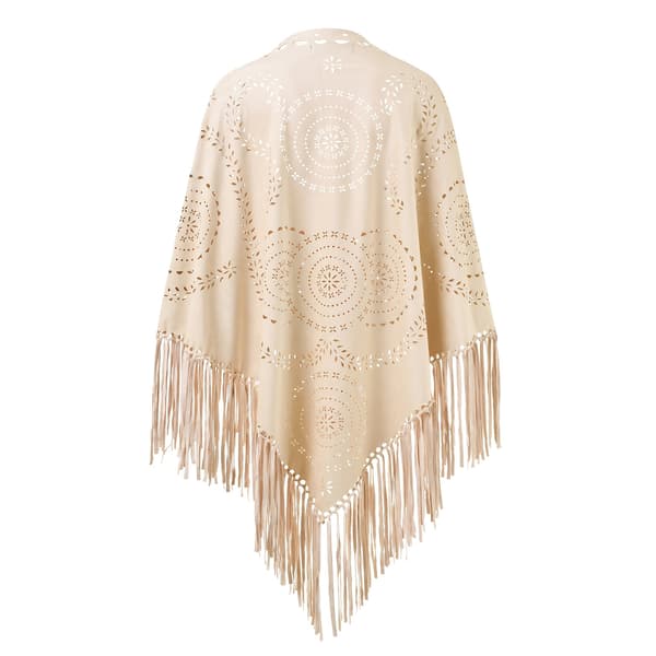 Dam Höst Vinter Varm Triangel Sjal Elegant Mogen Polyester Vindtät Kashmir Ihålig Tofs Stickad