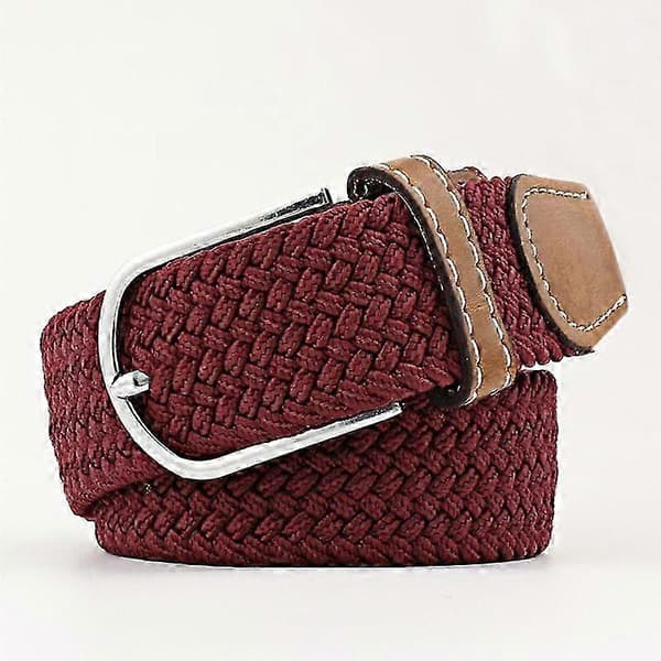 Unisex Elastisk Solid Strikket Lerret Belte Dekorasjon Kvinner Menn Spenne Stropp Klestilbehør copper red