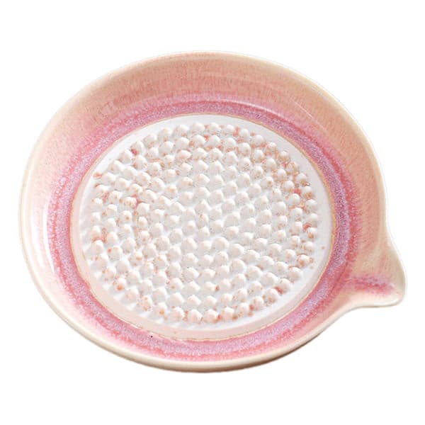 Ceramic Garlic and Ginger Grater - Grating Plate with Sharp Teeth for Fresh Flavors, Multifunctional Storage, Dishwasher Safe Pink