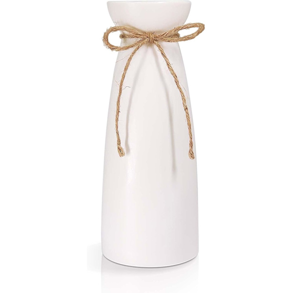Keramisk vas, stor vit blomvas, modern bordsdekoration, högkvalitativ dekorativ vas, för hem, fest, bröllopsdekoration (23 cm)