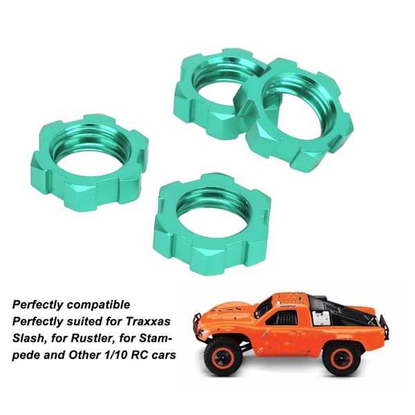 4st 12mm till 17mm Hjul Hex Adapter Professionell Aluminiumlegering RC Hex Adapter för Traxxas Slash för Rustler för Stampede 1/10 RC Bilar Grön
