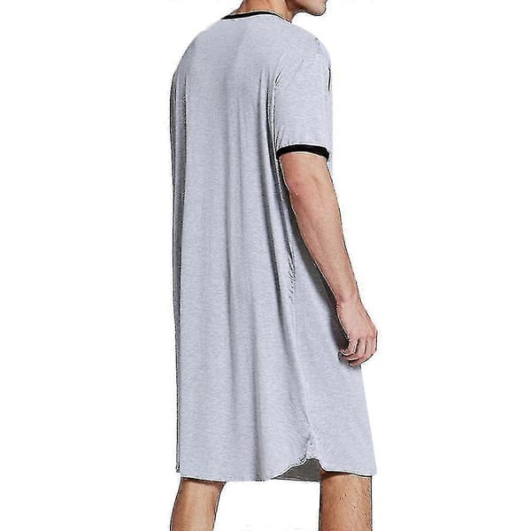 Herr Nattskjorta Loungewear Nattlinne Enfärgad Sovkläder Grå Grey 2XL