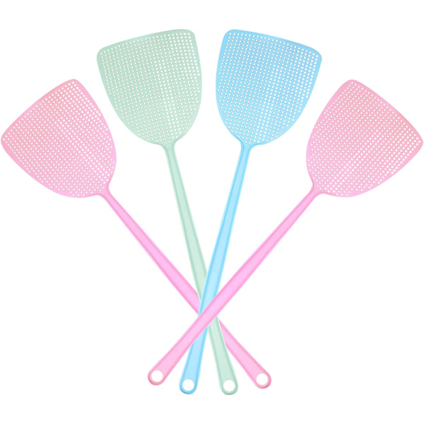 4 stk. fluesmækkere, fluesmækkere i plastik, kraftige, assorterede