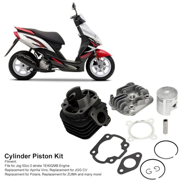 11-dels Cylinderkolvset 47mm Borrning Aluminiumlegering Toppändes Reparationsset för Jog 50cc 2-takts 1E40QMB Motor