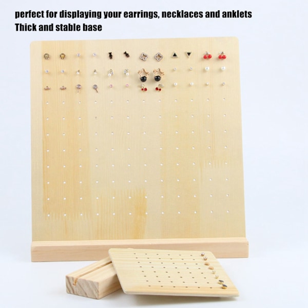 Ørepyntpinne Display Pegboard Stor Kapasitet Holdbar Tre Smykker Display Ørepynt Display Board for Ørepynt Smykker 66 Par