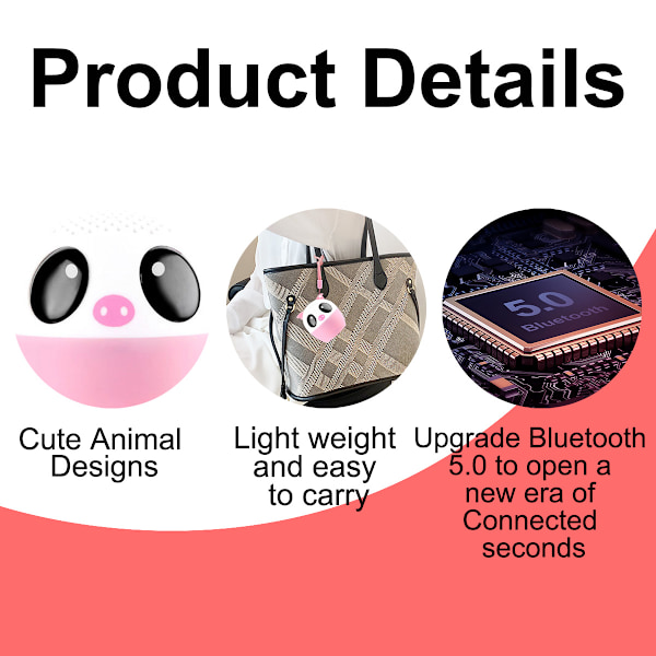 1 Bluetooth-kaiutin langaton söpö mini panda, porsas, pentu kannettava pieni stereo