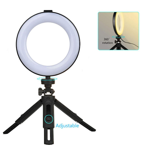 MACTREM 6\" Ringlys Selfie Ringlys med Stativ &