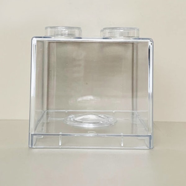 Genomskinlig sparbössa i form av en byggsten, rektangulär transparent sparbössa för barn, pojkar, flickor, vit, 8,9 x 8,9 x 9,2 cm / 3,5 x 3,5 x 3,6 tum