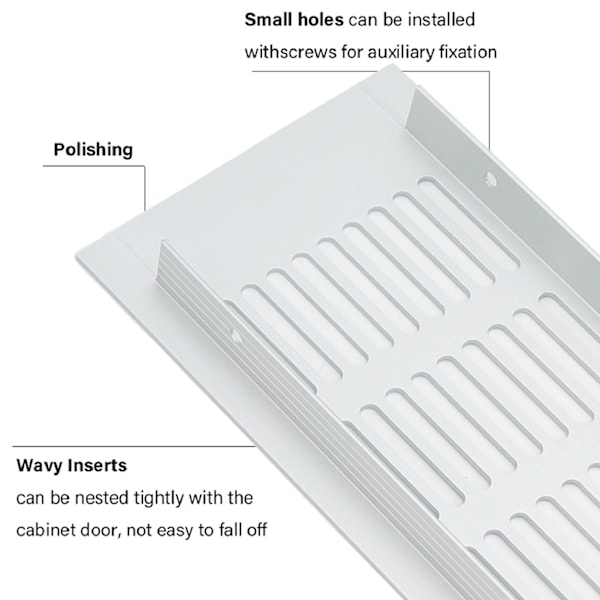 2 stk Luftventil Ventilasjonsrist Aluminium Legering Rektangulær Ventilasjonsplate for Skap Sko Skap Garderobe 80x500mm