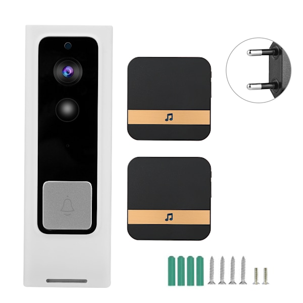 720P HD Trådlös WIFI Videodörrklocka Smart Låg Strömförbrukning Dörrklocka (WIFI+2Dingdong EU)