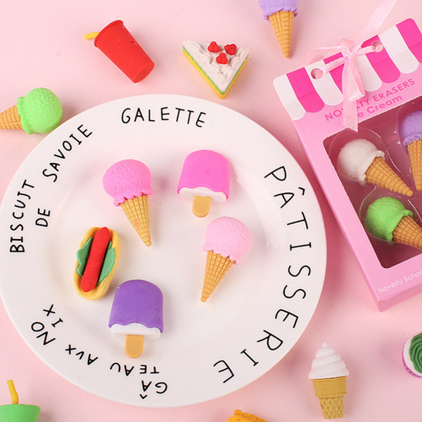 Dessert Cake Set Suddgummi, för Klassrummet, Hemmet & Kontoret