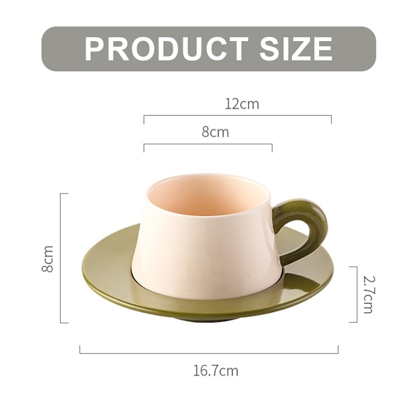 280 ml keramisk kaffekopp med fat, enkel stil eftermiddagste kaffekopp set.