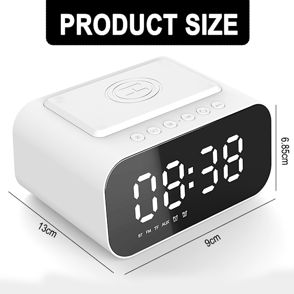 3 i 1 Digital väckarklocka Trådlös laddning, LED-laddare Högtalare, Bluetooth-högtalare med LED-display, Klockalarm Powerbank Högtalare för hemmet,