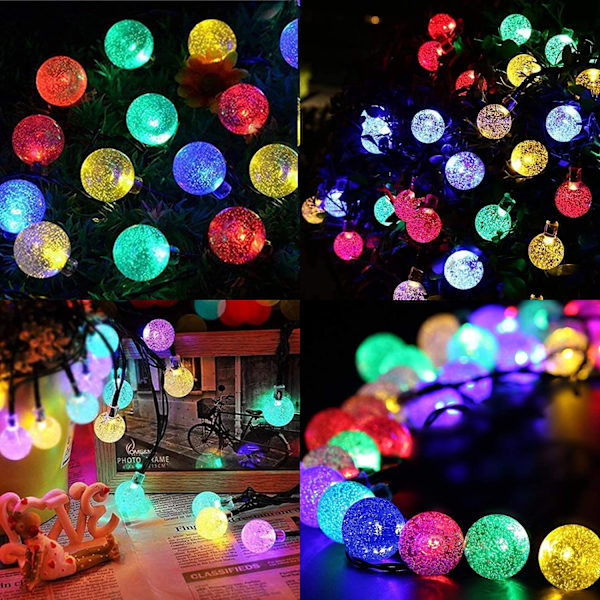 50 LED Solar Fairy Lights utomhus, 7M färgglada utomhuskristall B