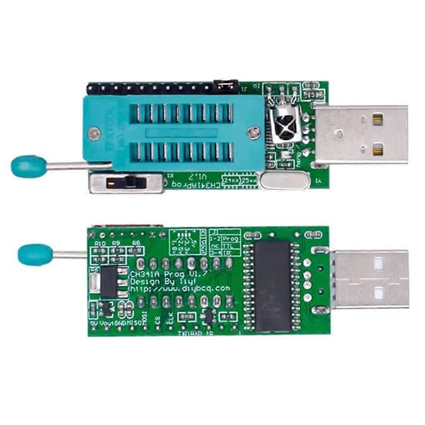 CH341A Programmer V1.7 1.8V Niveauskift W25Q64FW W25Q128FW Gd25LQ64 Programmeringsmodul m/adapterkort