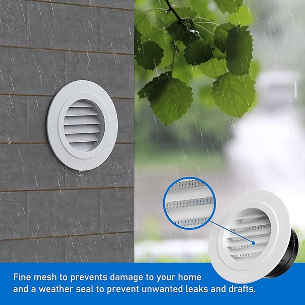 Ventilationsrist - Ø 150 mm - Vægventilationshætte - Sfærisk rist - Ventilationshætte - Ventilationsdæksel - Luftudtag - Insektnet - Fast