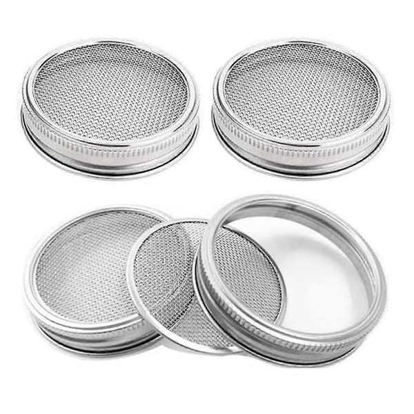 4-pack groddningslock i rostfritt stål för breda glasburkar för odling av groddar