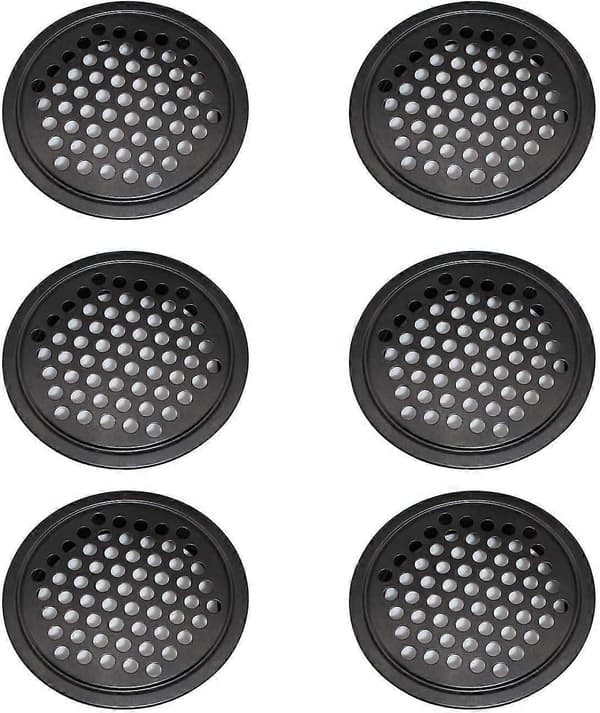 luftriste - ventilationsristdæksel - ventilationsrist - ventilationshuller - 53mm - sort - rund - rustfrit stål - til køkken, bad