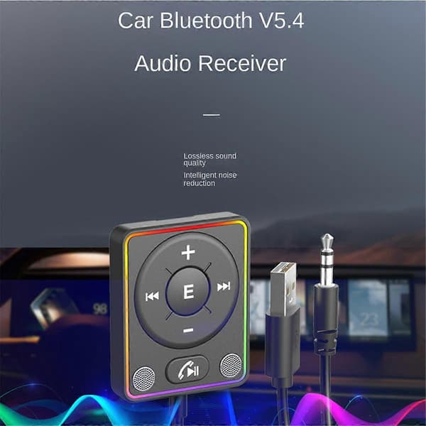 Bluetooth 5.4 AUX Autoadapteri [Vahvemmat kaksoismikrofonit ja melunvaimennus] Bluetooth-vastaanotin autoon M_Kvalitetsgåvor