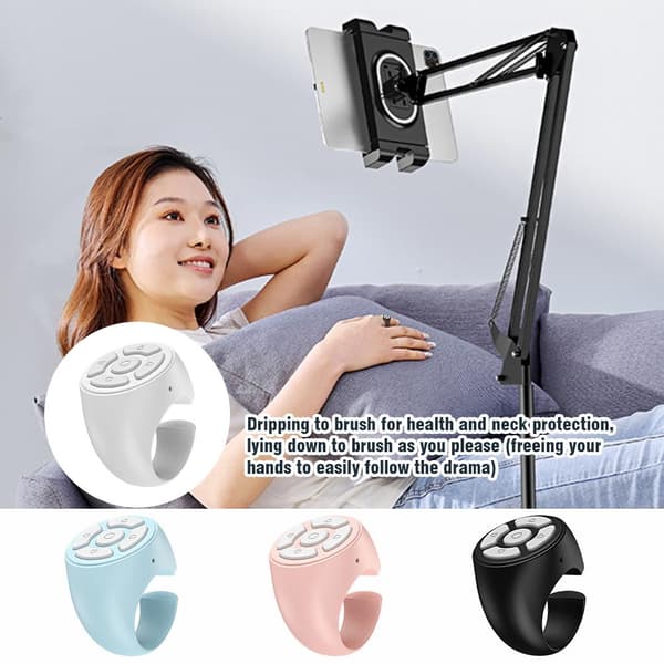 Fingertip Wireless Bluetooth Remote Control, Creative Remote Control Scroll Ring, Wireless Camera Remote Shutter, Video Remote Control App Page Turn pink one-size