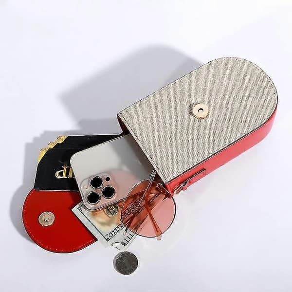 Mobiltelefon-lomme - Mini skuldertaske i kontrastfarve, justerbar