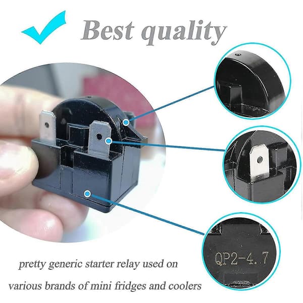 3-stifts QP2-4.7/ QP2-4r7 4,7 Ohm PTC-startrelä för kylskåp