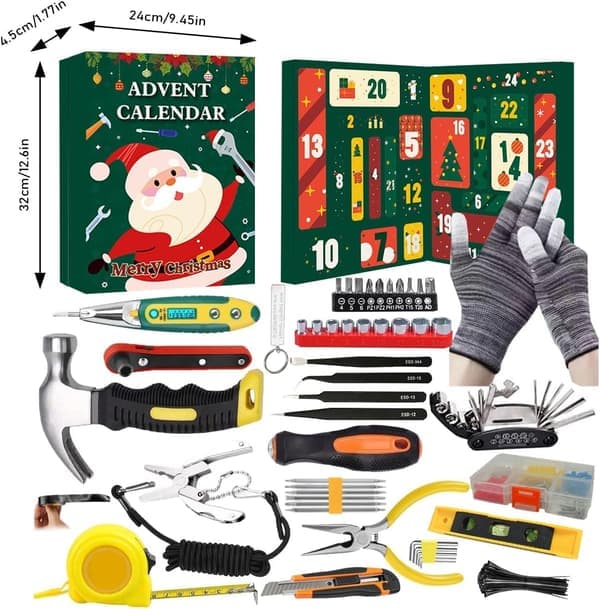 2026 Julekalender Håndværktøjssæt Julenedtælling, 24-dages Håndværktøjs Julekalender Sæt