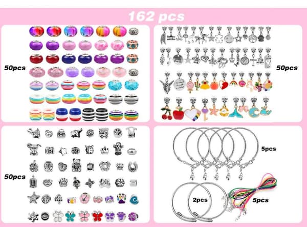 Højkvalitets Kinder Schmuck Set, Einhorn FreundschaftsBettelarmband Perlen Halskette Einhorn