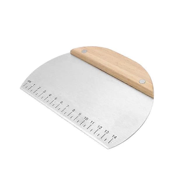 Deigskrape og deigkutter - Deigskrape - Deigkutter - Grønnsakskutter - Rustfritt stål - trehåndtak - 15cm - for kake, røre