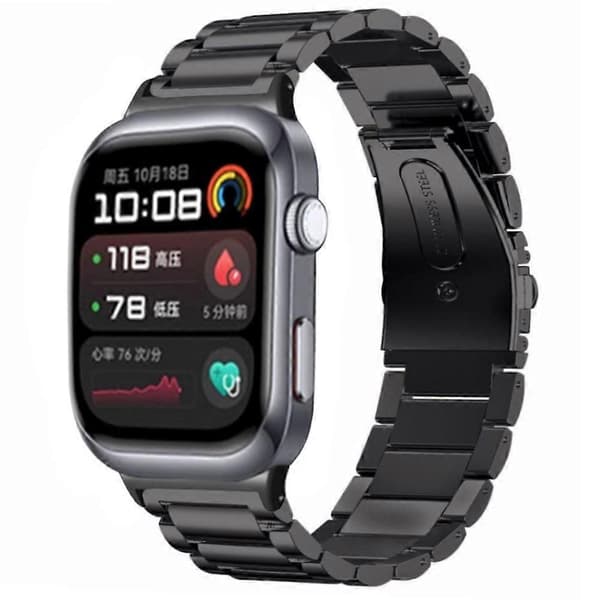 Til Huawei Watch D2 Udskiftningsurrem Tre-perle Solid Rustfrit Stål Armbånd_Billige gaver Black