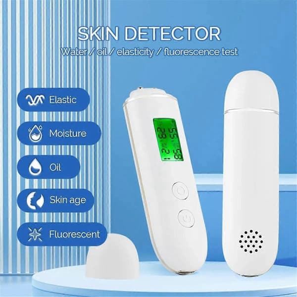 Hudfugtighedstester Smart Vand- og Olietester LCD-display Ansigts Hudfugtighedsmåler Fluorescerende_Bra saker White