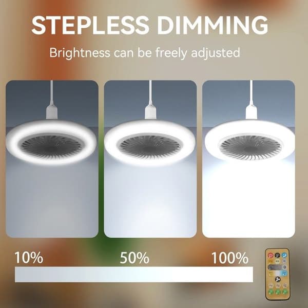 30W LED Ceiling Fan with Remote Control - Silent Hanging Lamp with 3 Speeds and 3 Color Temperatures