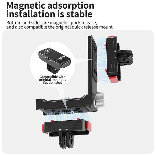 Magnetisk forlængerbeslag Magnetholder Base Stativ til X2/3/4/5 Action Cam Quick Release Stativadapter Black