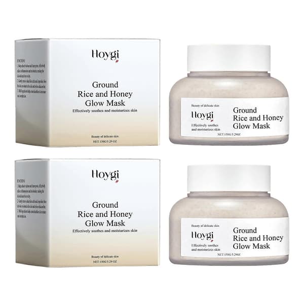 Højkvalitets malede ris honning glødende maske blid eksfolierende vask af ansigtsmaske til kedelig ru hud 2pcs
