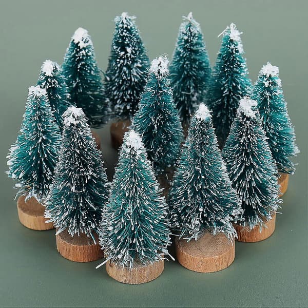 Juletræ 12-pak, små juletræer, julepynt mini-træer til kunstprojekter, miniature juletræ til DIY-sne