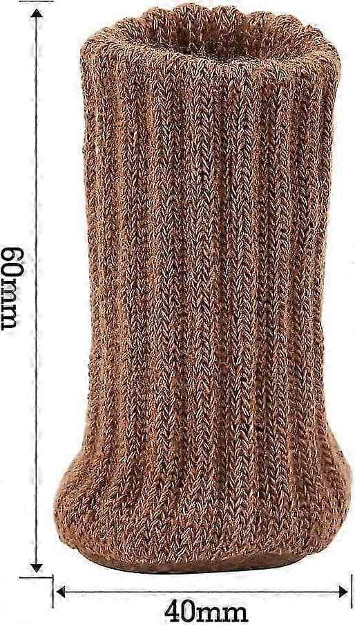 24 stolar strumpor, halkfria stickade högelastiska möbelbensstrumpor, golvskydd_Billiga gåvor brown