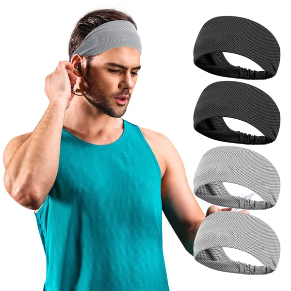 4 pcs Sweatband Headband, Cooling Sweat-Wicking Headband
