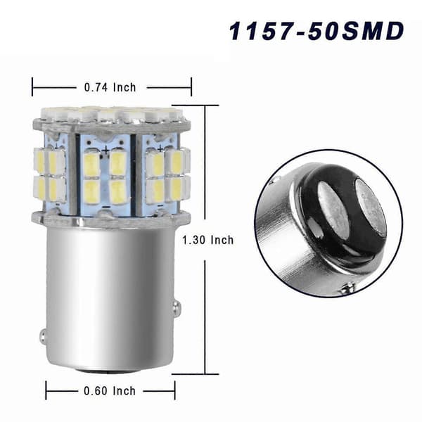 4 stk. 6000k Hvit 1157 50smd Bakbrems LED Lyspære Bay15d 12v Silver