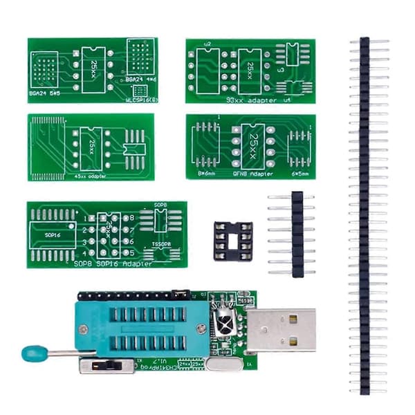 CH341A Programmer V1.7 1.8V Niveauskift W25Q64FW W25Q128FW Gd25LQ64 Programmeringsmodul m/adapterkort