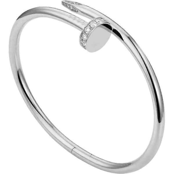 Armbånd med spikerhode i rustfritt stål, hode og hale med diamanter – billige gaver Silbrig
