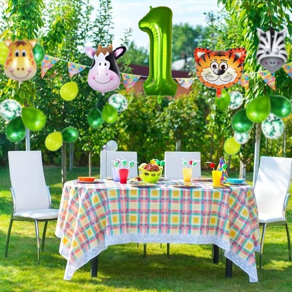 1-årsdag Dyretema Sæt, 1 Års Børnefødselsdagsdekoration-XM2-