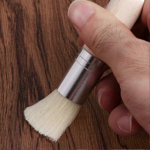 Rund lim- och vaxpensel i trä för bokbindning och möbler, Super Wax Brush, 3-pack